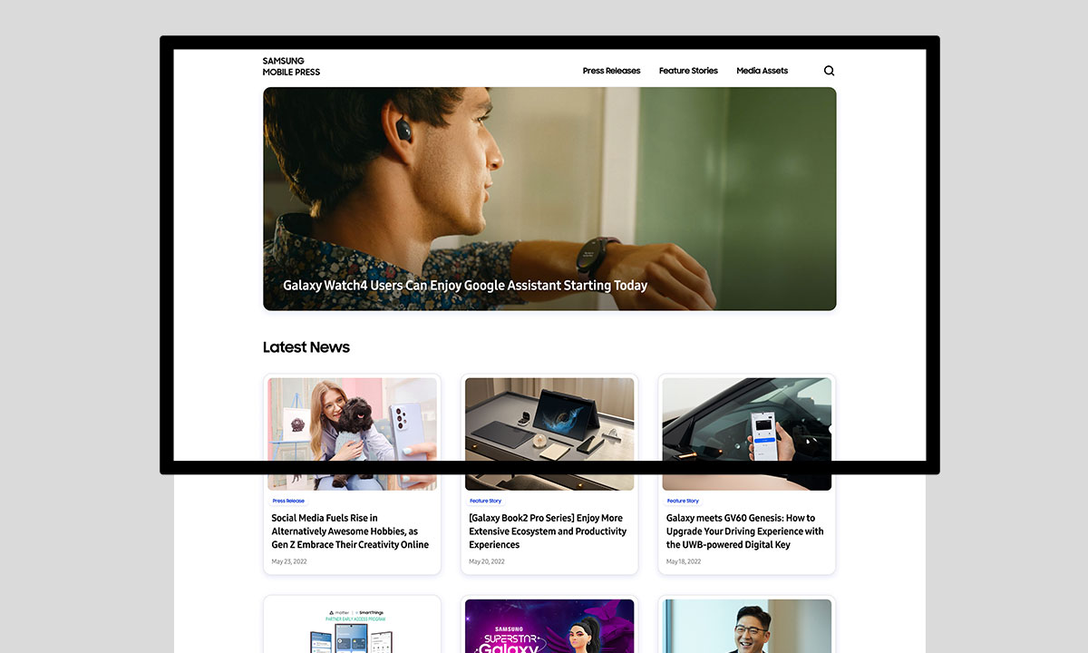 Samsung Mobile Press 웹사이트 이미지